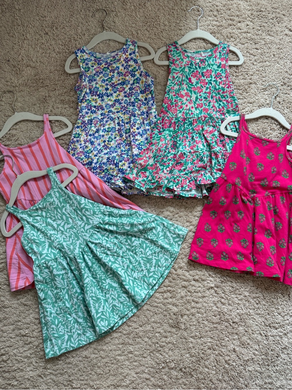 J. Crew Girls' Floral & Stripe Dress Lot - Pink, Green, Blue